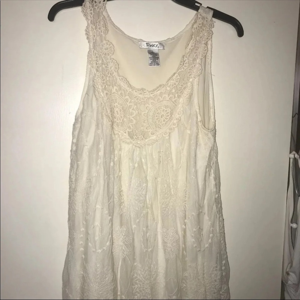 Pinky lace cream white dress